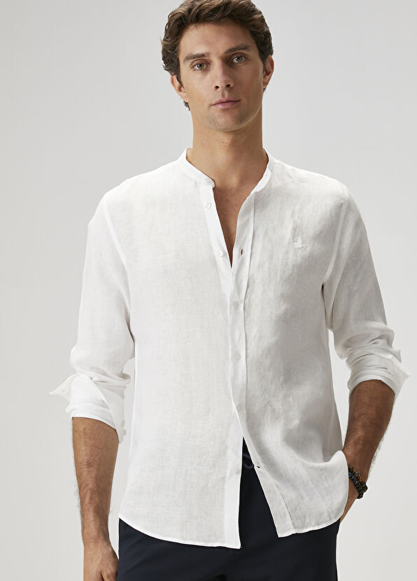 Beymen Club Comfort Fit White Linen Shirt - 1