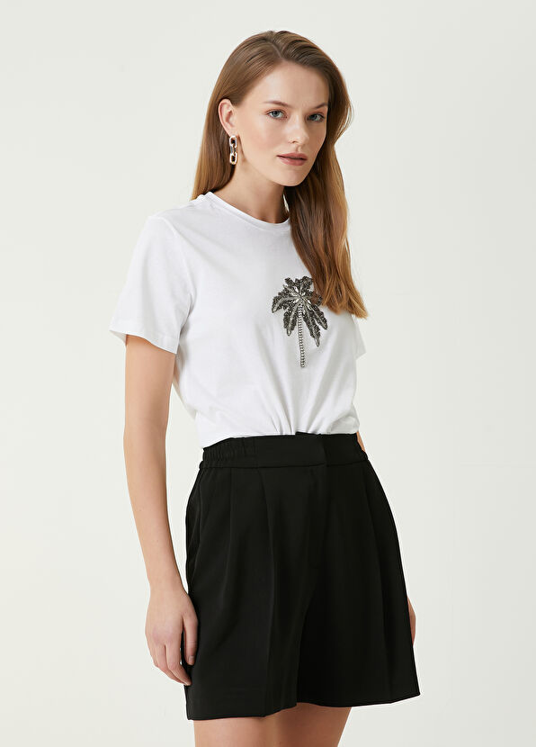 Beymen Club Kırık Beyaz Taşlı Palmiye Detaylı T-shirt - 4