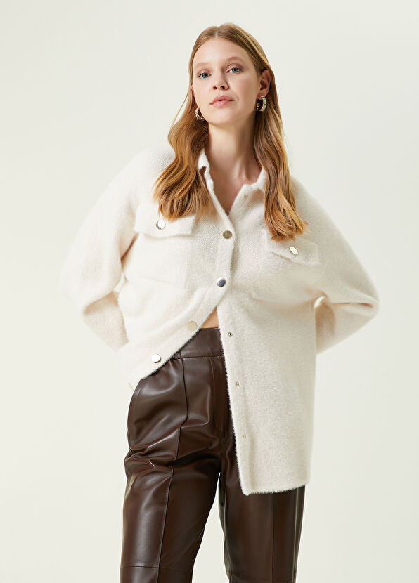 Beymen Club Bej Gömlek Formlu Tüylü Hırka - 1