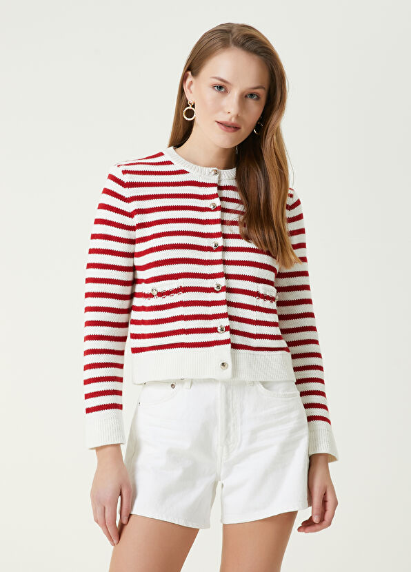 Beymen Club Red White Striped Knit Jacket - 3