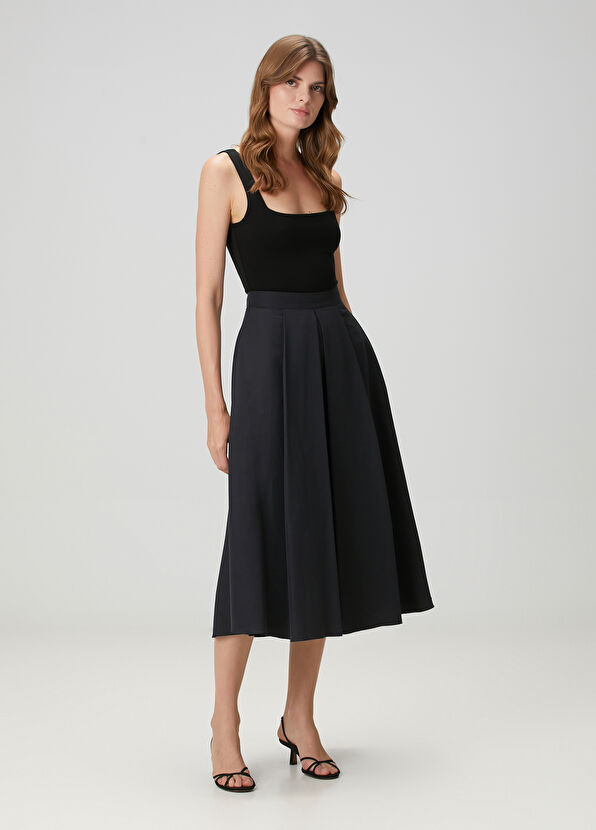 Beymen Club Koyu Lacivert Midi Etek - 1