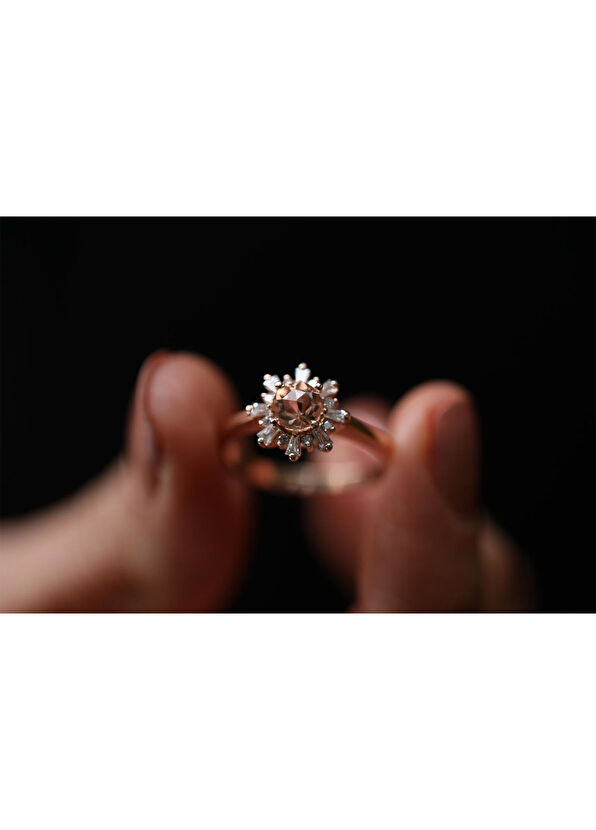 Reis Kuyumculuk The Morganite 14 Ayar Rose Gold Kadın Pırlanta Yüzük - 2