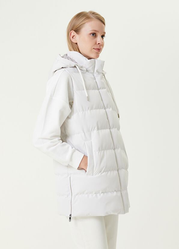 Beymen Club Kırık Beyaz Kapüşonlu Puff Yelek - 4