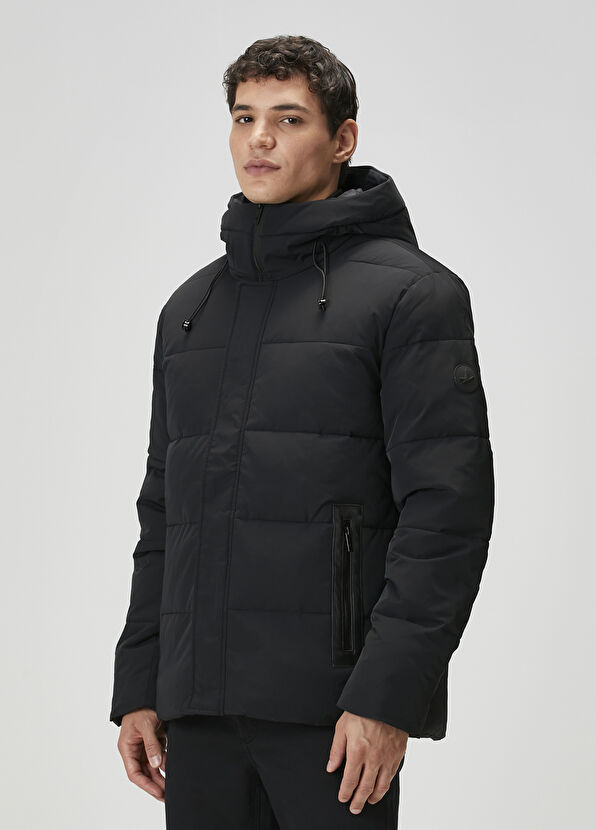 Beymen Club Siyah Kapüşonlu Puff Mont - 4