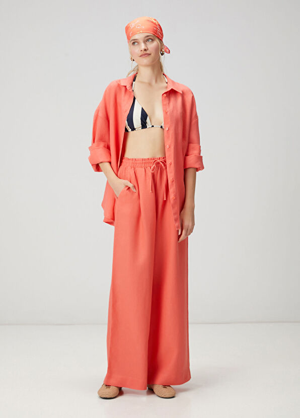 Beymen Club Oversize Somon Logolu Keten Gömlek - 4