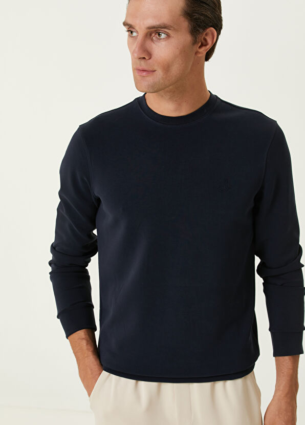 Beymen Club Navy Blue Logo Detailed Sweatshirt - 2