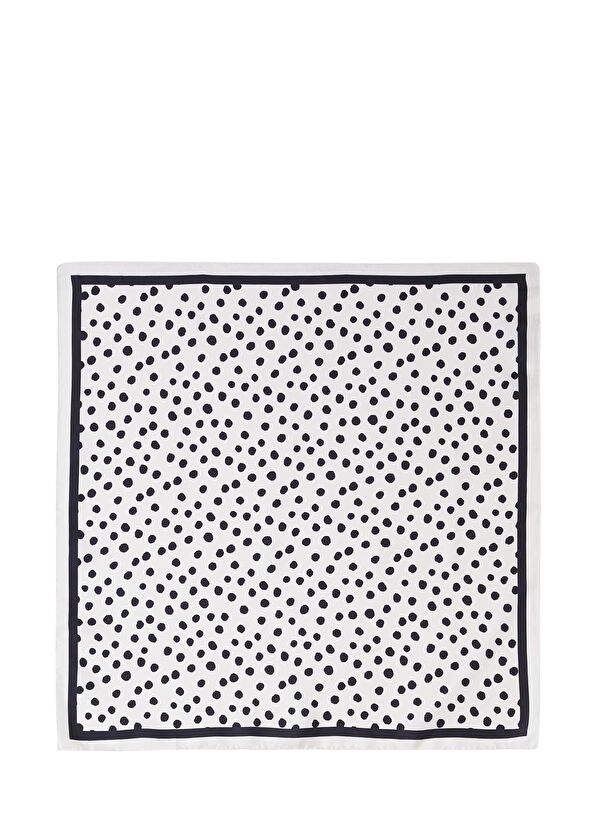 Beymen Club Beyaz Siyah 90x90 İpek Eşarp - 1