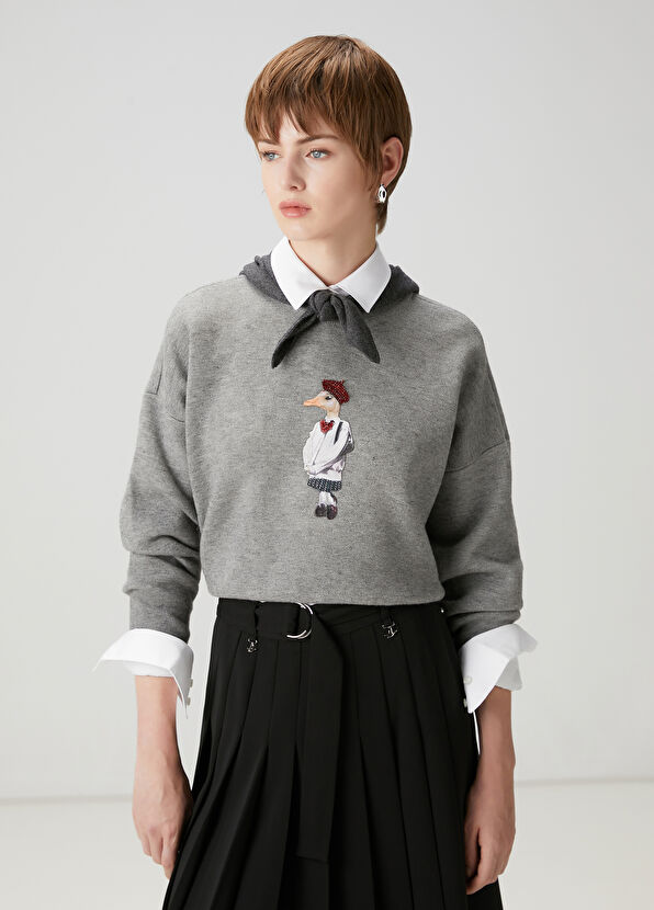 Beymen Club Gri Baskılı Kazak - 1