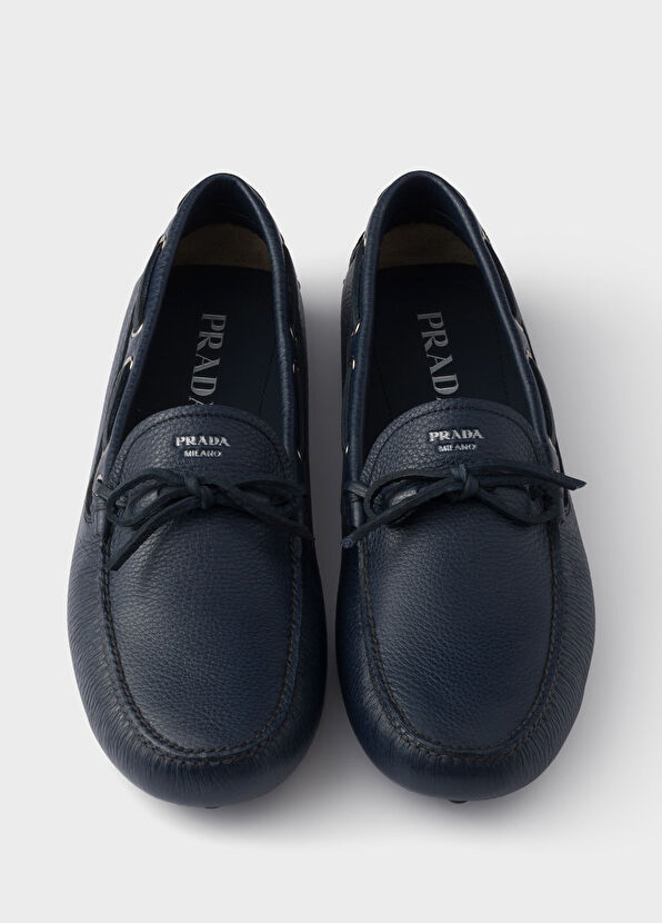 Prada Driver Blue Leather Men's Loafers - 3