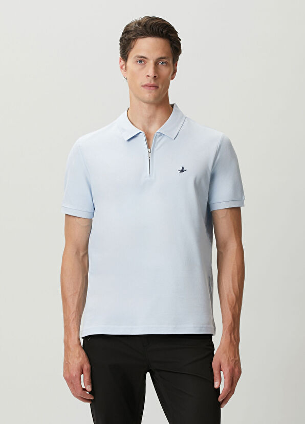 Beymen Club Light Blue Polo Zippered T-Shirt - 1