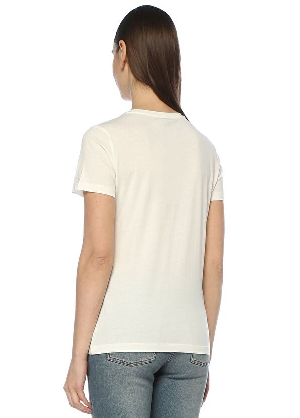 Beymen Club Beyaz Bisiklet Yaka Baskılı T-shirt - 3