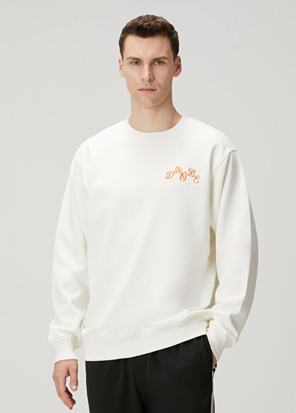 Drôle De Monsieur Beyaz Logo Nakışlı Sweatshirt - 1