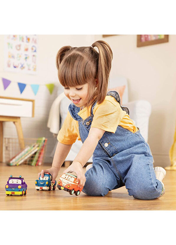 B.Toys Polis Retro Van Jeep 3'lü Mini Çek Bırak Araba Seti - 4