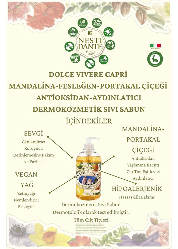 Nesti Dante Dolce Vivere Capri Arındırıcı Vegan Bakım Sıvı Sabun 500 ml - 4