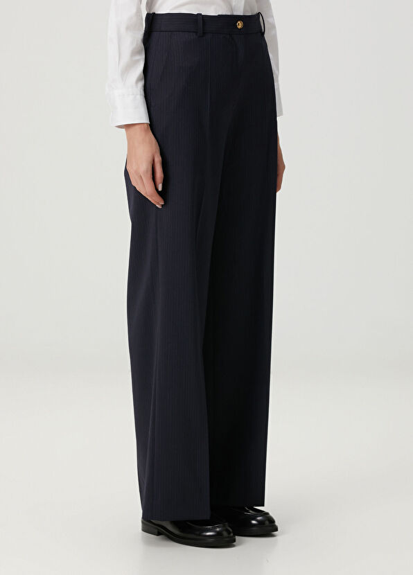 Sandro Theaneau Lacivert Çizgili Yün Pantolon - 2