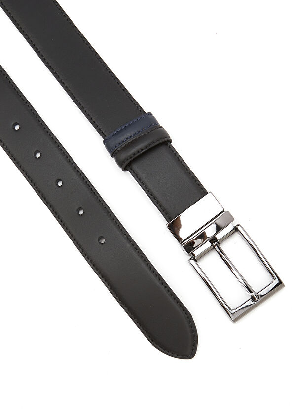 Beymen Club Black Navy Blue Men's Leather Belt - 2