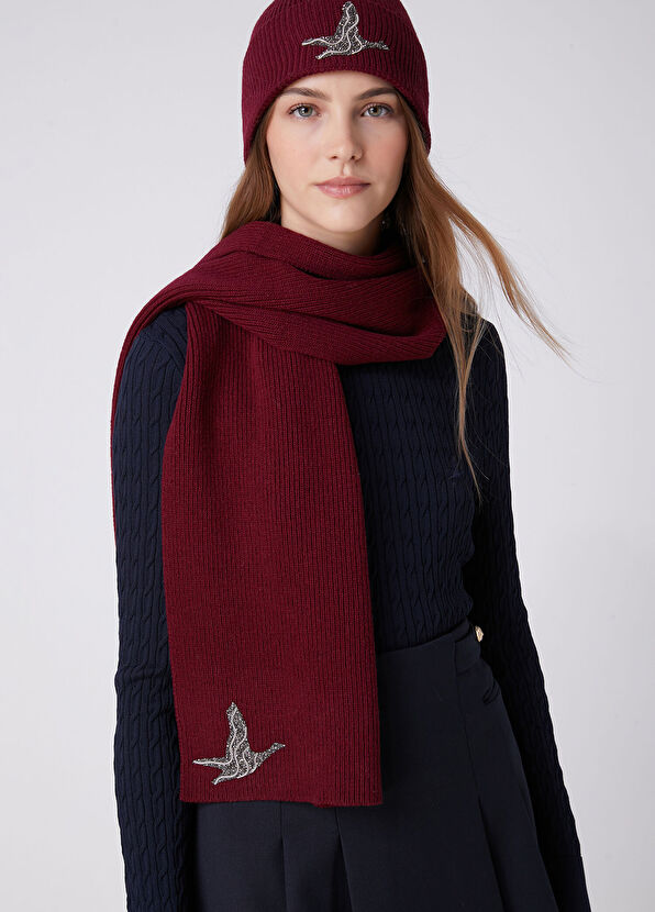 Beymen Club Burgundy Goose Accessory Women's Wool Beanie - 2