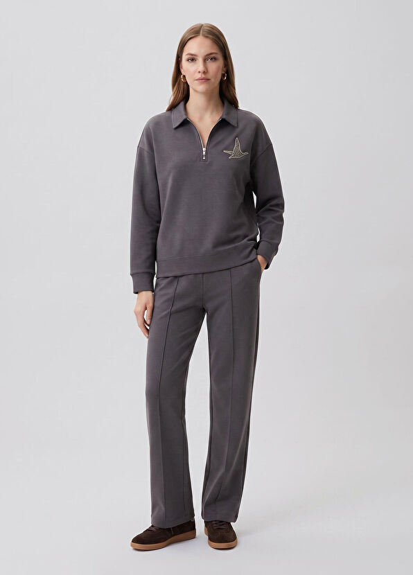Beymen Club Grey Stone Logo Detailed Sweatshirt - 2