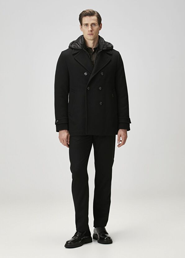 Moorer Siyah Yün Kruvaze Palto - 2