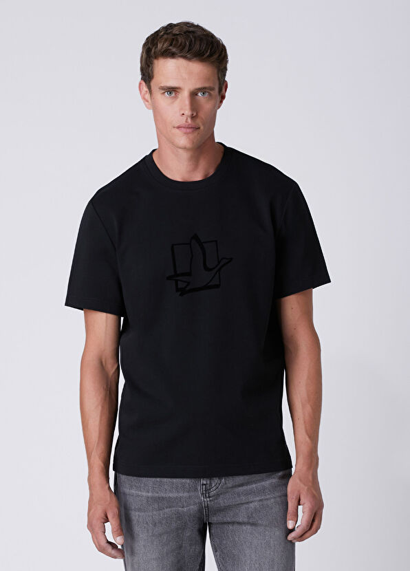 Beymen Club Relax Fit Siyah Kare Kaz Baskılı T-shirt - 4