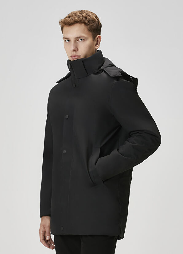 Beymen Club Black Hooded Long Coat - 2