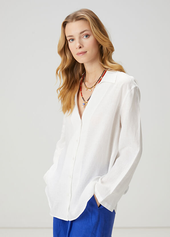Beymen Club Off-White Linen Shirt - 2