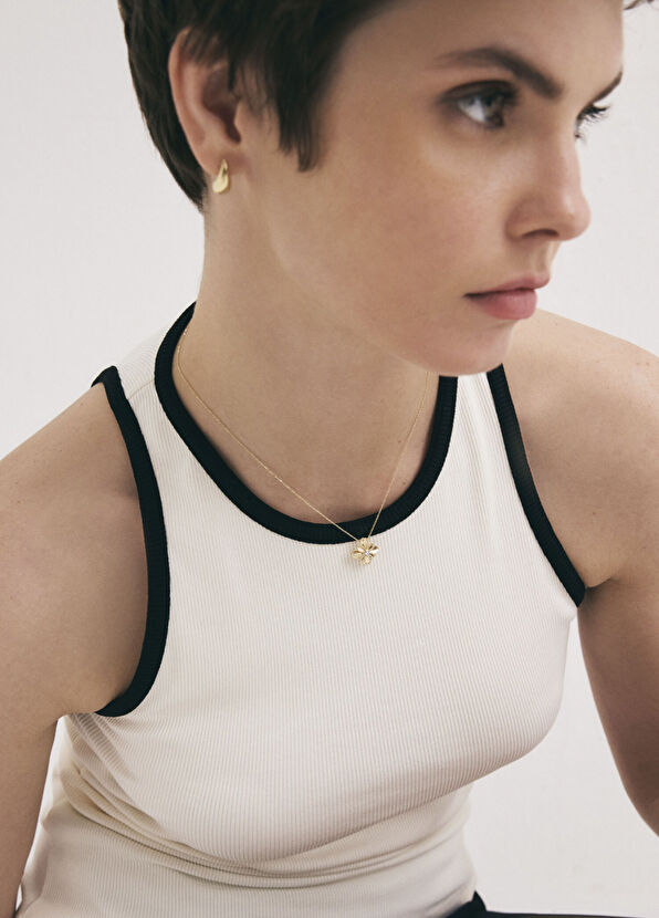 Orena Jewelry Lotus Pırlantalı 14 Ayar Altın Kadın Kolye - 2