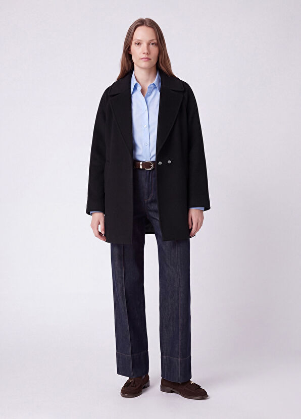 Beymen Club Black Belt Wool Coat - 2