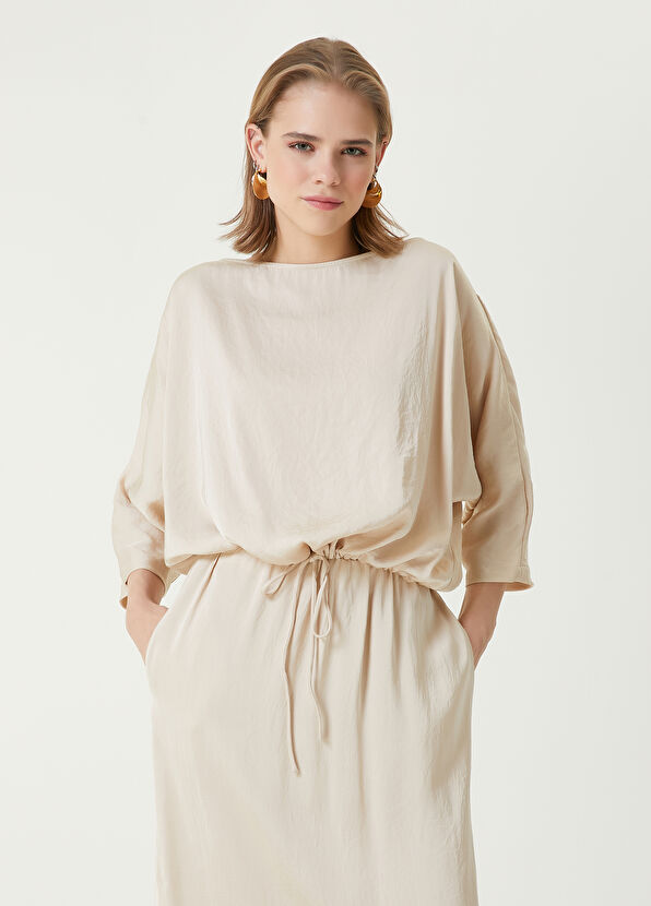 Beymen Club Beige Waist Laces Crop Blouse - 4