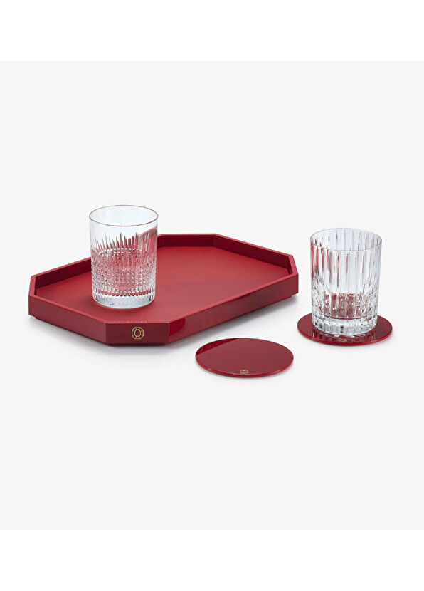 Baccarat Octogone Kırmızı Lake Servis Tepsisi - 3