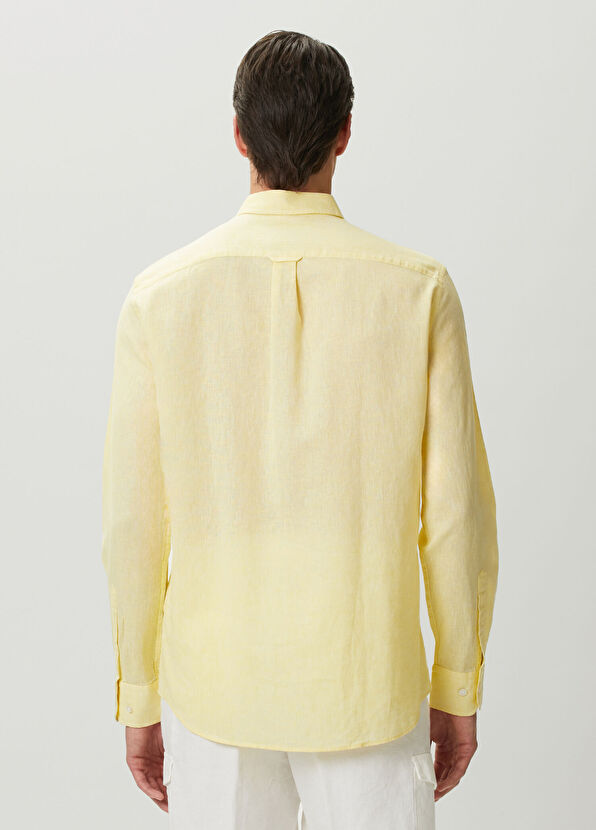 Beymen Club Comfort Fit Yellow Linen Shirt - 4