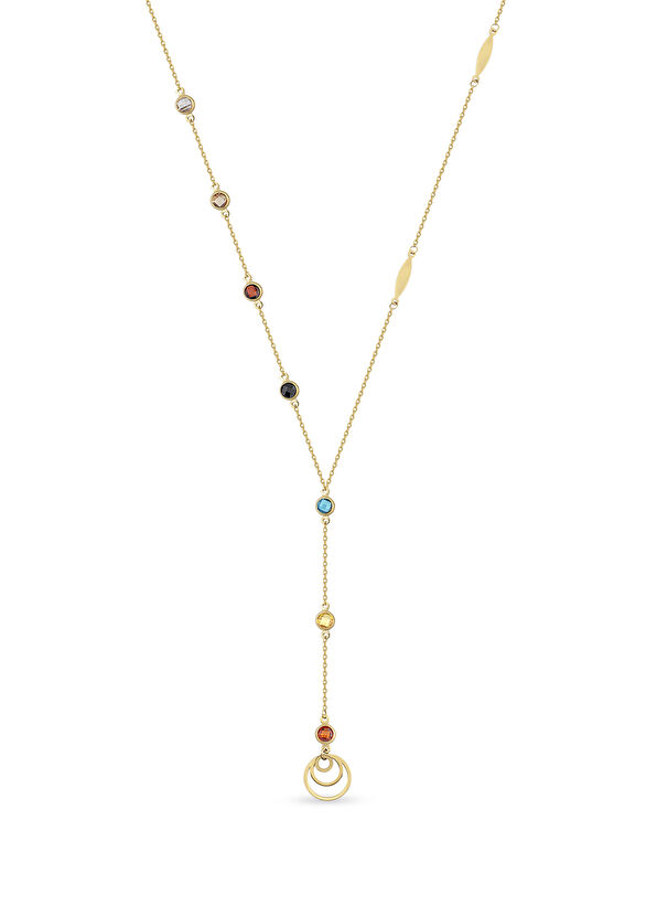 Orena Jewelry Rainbow Sallantılı 14 Ayar Altın Kadın Kolye - 1
