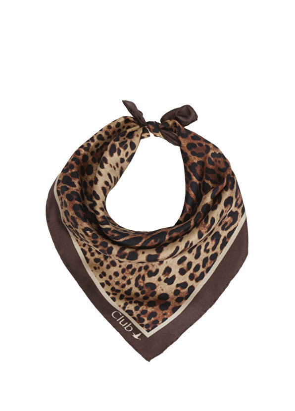 Beymen Club Bej Leopar Desen İpek Eşarp - 2
