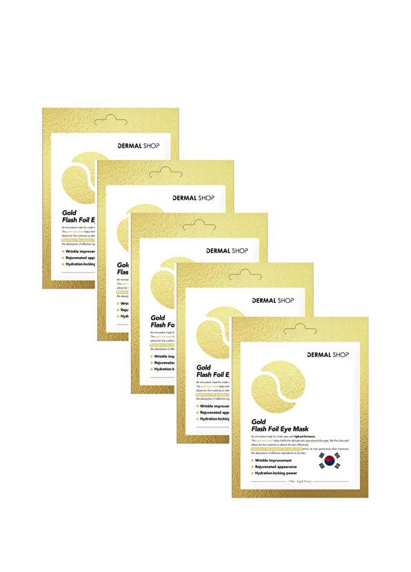 Dermal Gold Flash Foil Eye Mask 3 Katmanlı Altın Göz Altı Torbalarına Karşı Kağıt Göz Maskesi 5'li Set 4 gr - 1