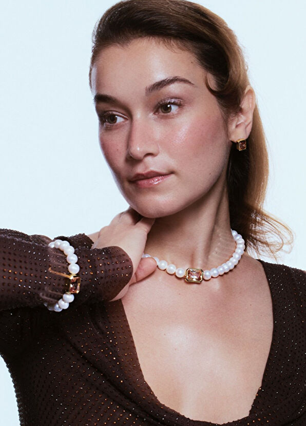 Lovy Atelier Peri İnci Şampanya 22 Ayar Altın Kaplama Kadın Kolye - 2