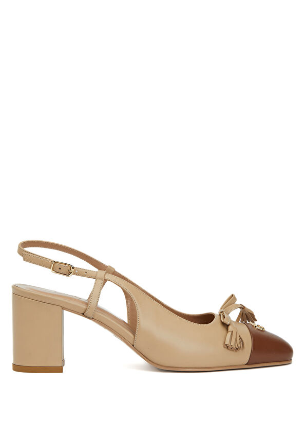 Beymen Club Bej Kalın Topuklu Maskaretli Kadın Deri Ayakkabı - 1