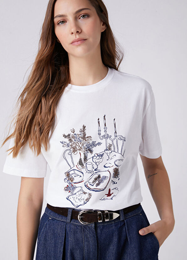 Beymen Club Kırık Beyaz Baskılı T-shirt - 2