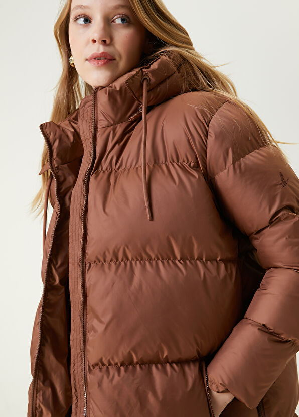 Beymen Club Kahverengi Kapüşonlu Mont - 4