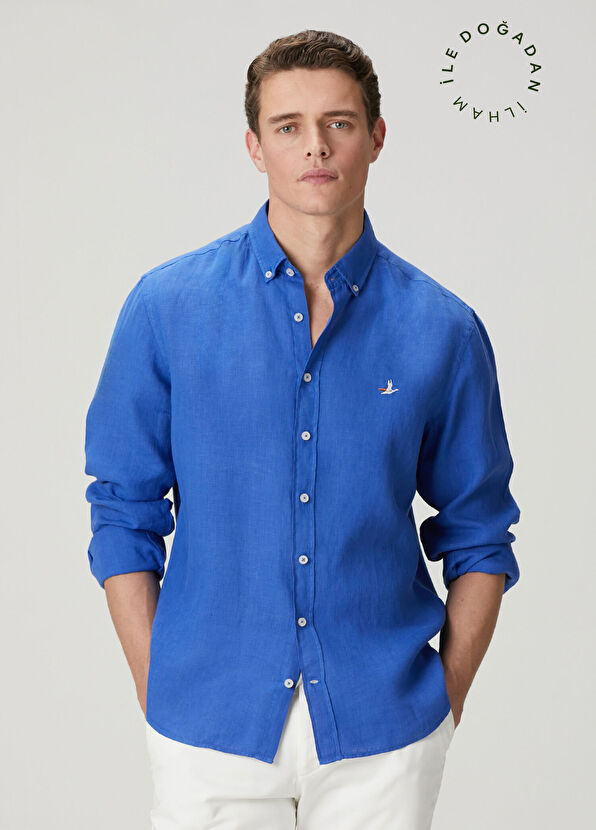 Beymen Club Cobalt Comfort Fit Linen Shirt - 1