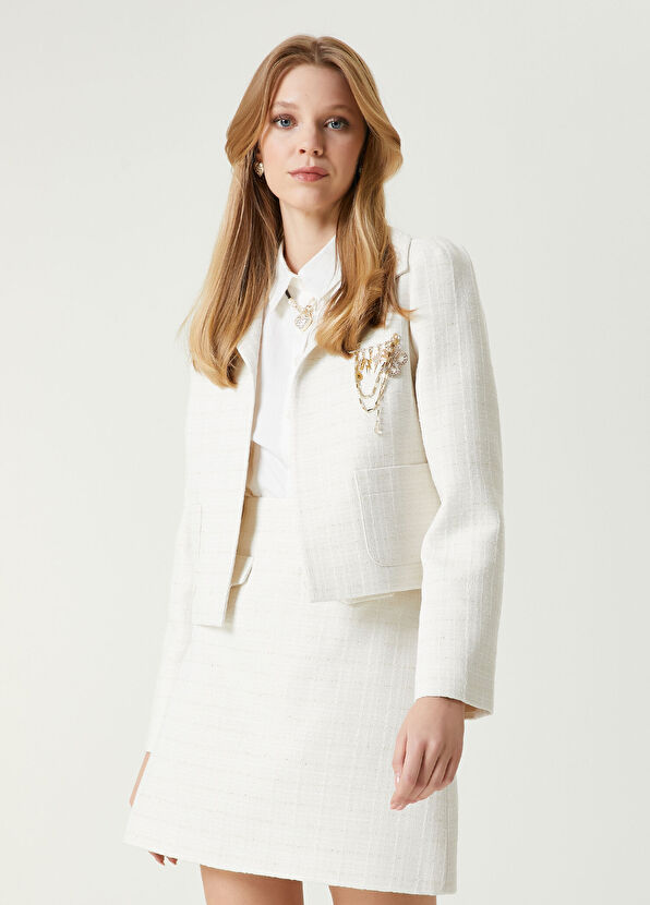 Beymen Club Ecru Short Tweed Jacket - 4