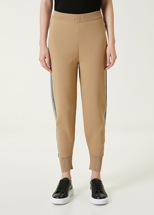 Beymen Club Camel Simli Şerit Detaylı Triko Pantolon - 2