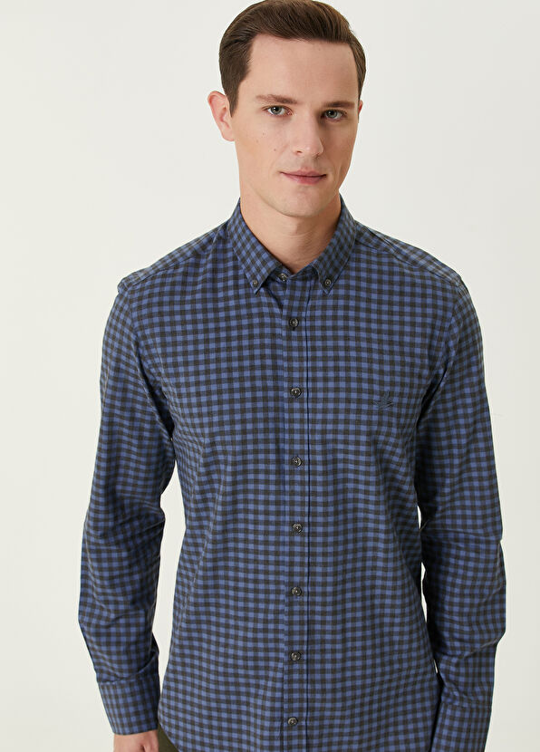 Beymen Club Slim Fit Blue Checkered Shirt - 2