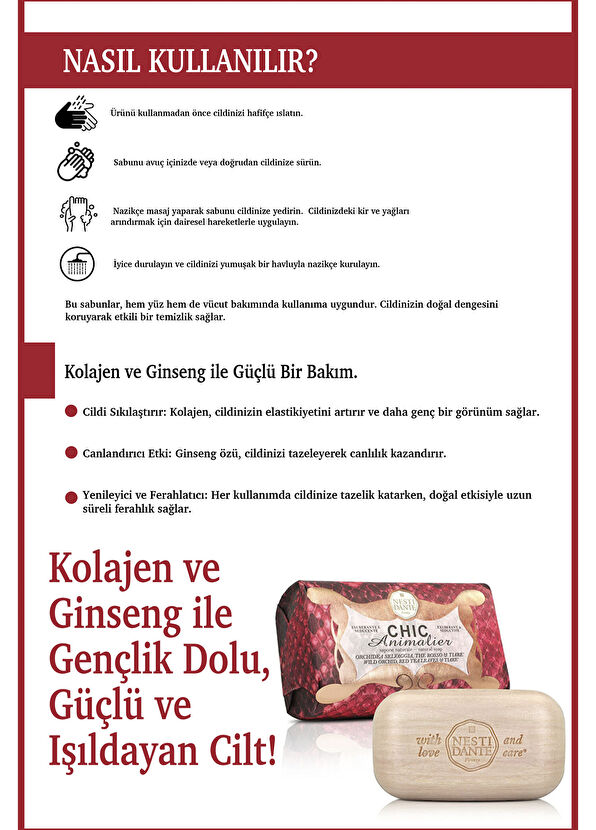 Nesti Dante Chic Animalier Red Wild Orchid Scented Antioxidant Collagen Vegan Care Soap 250 g - 4