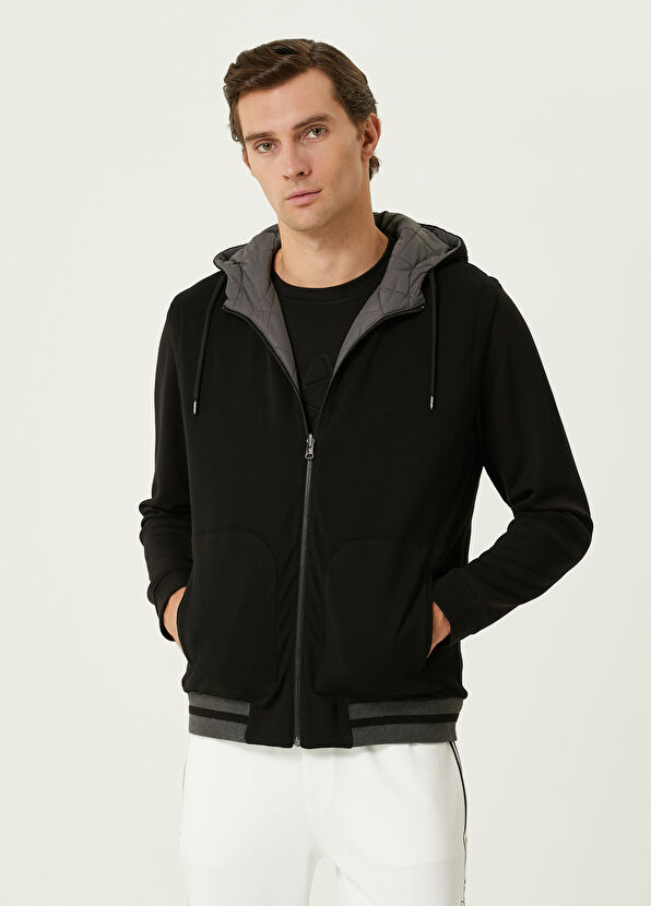 Black Hooded Double Sided Jersey Vest Beymen Club Black Hooded Double Sided Jersey Vest - 1