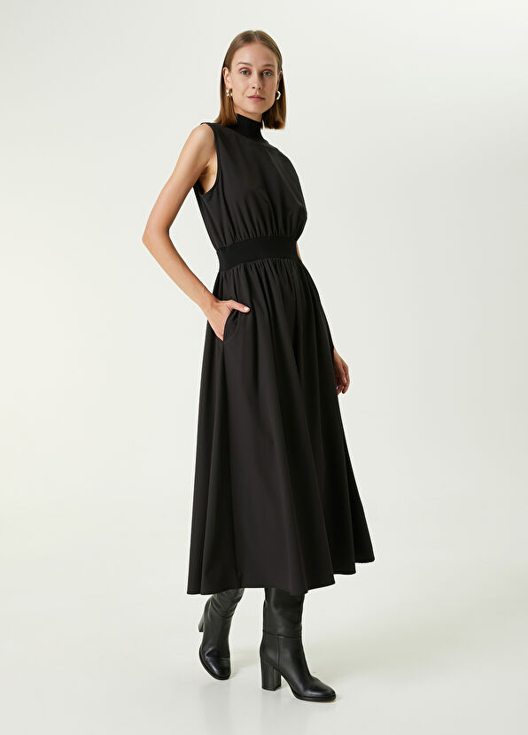 Beymen Club Siyah Triko Garnili Midi Elbise - 1