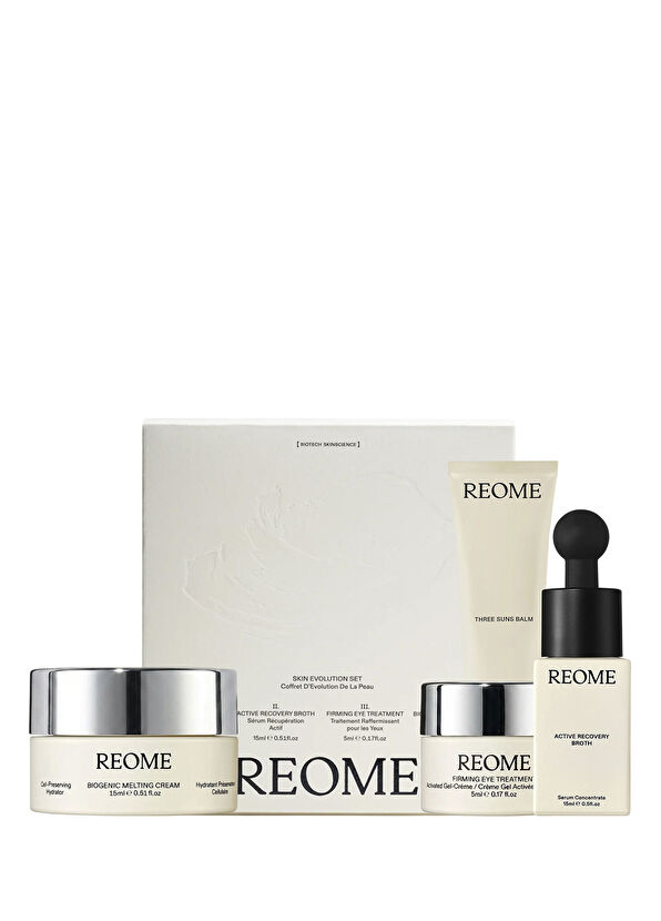 REOME Skin Evolution Canlandırıcı Yüz Temizleyici + Konsantre Serum + Sıkılaştırıcı Göz Çevresi Jel Krem + Nemlendirici Krem Cilt Bakım Seti - 1