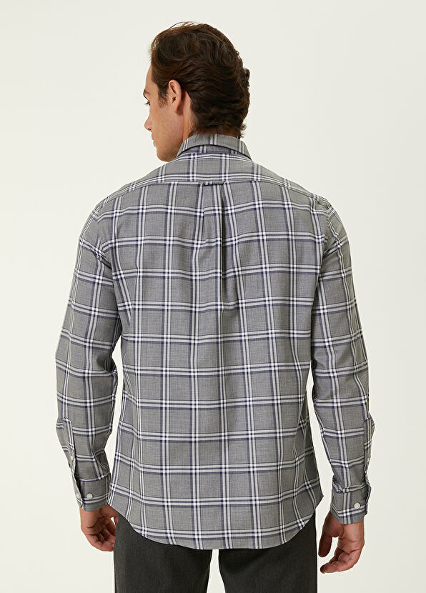 Beymen Club Comfort Fit Gri Ekose Desenli Gömlek - 4