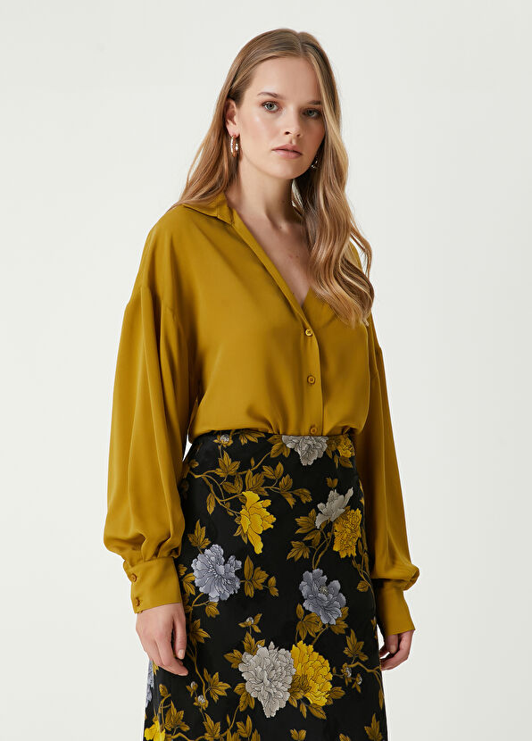 Oil Green Twill Silk Shirt Beymen Club Oil Green Twill Silk Shirt - 4