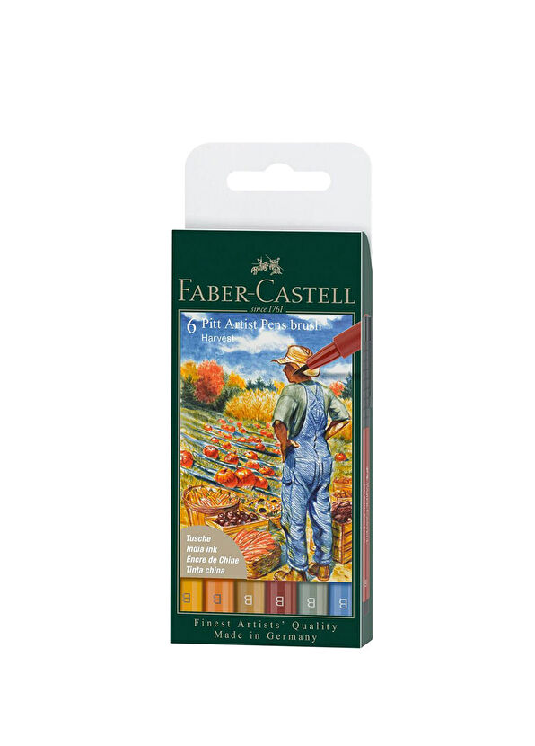 Faber Castell Pitt Artist Pen Fırça Uçlu 6'lı Sonbahar Temalı Profesyonel Çizim Kalem Seti - 1