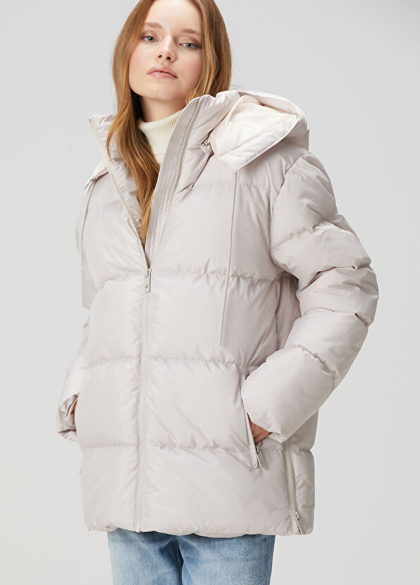 Beymen Club Light Grey Hooded Puff Coat - 4